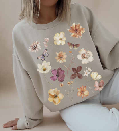 Pressed Flowers Sweatshirt | Floral Tee 002 | Unisex Sweatshirt