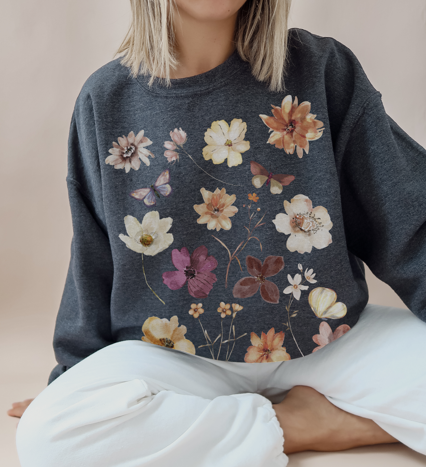 Pressed Flowers Sweatshirt | Floral Tee 002 | Unisex Sweatshirt