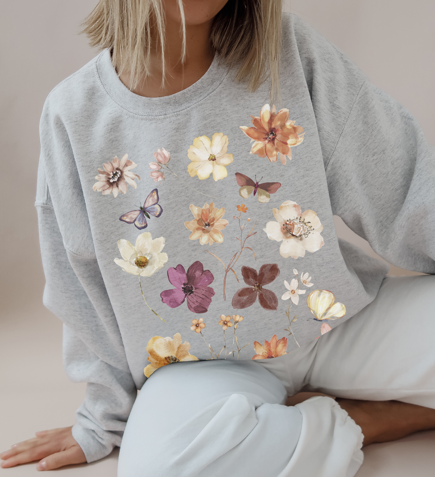 Pressed Flowers Sweatshirt | Floral Tee 002 | Unisex Sweatshirt
